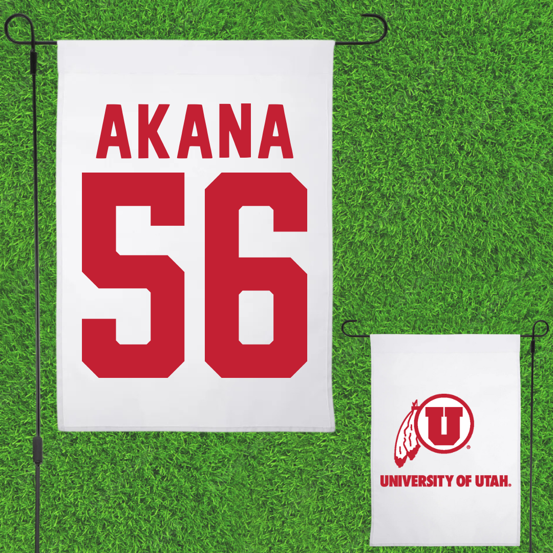 University of Utah Football White Garden Flag - #56 Ka'eo Akana