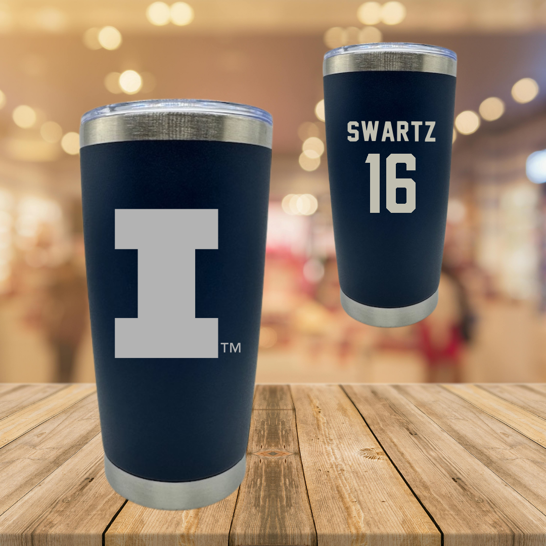 University of Illinois Baseball Navy Stainless Steel Tumbler - #16 Jake Swartz