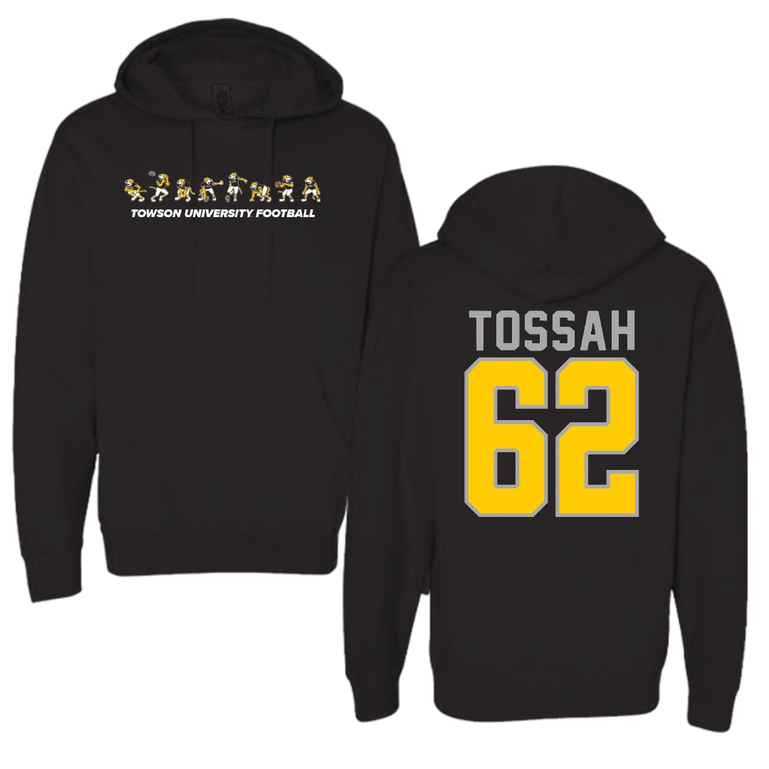 Towson University Football Black Cartoon Doc Team Hoodie - #62 Derick Tossah