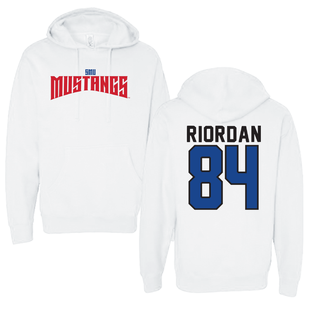 Southern Methodist University Football White Classic Hoodie - #84 Tripp Riordan
