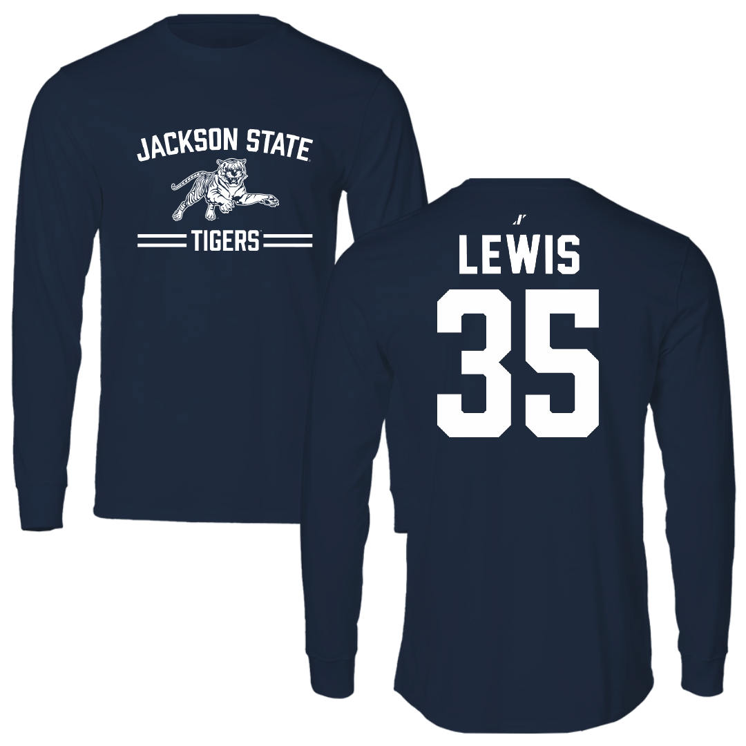 Jackson State University Baseball Navy General Long Sleeve - #35 CJ Lewis