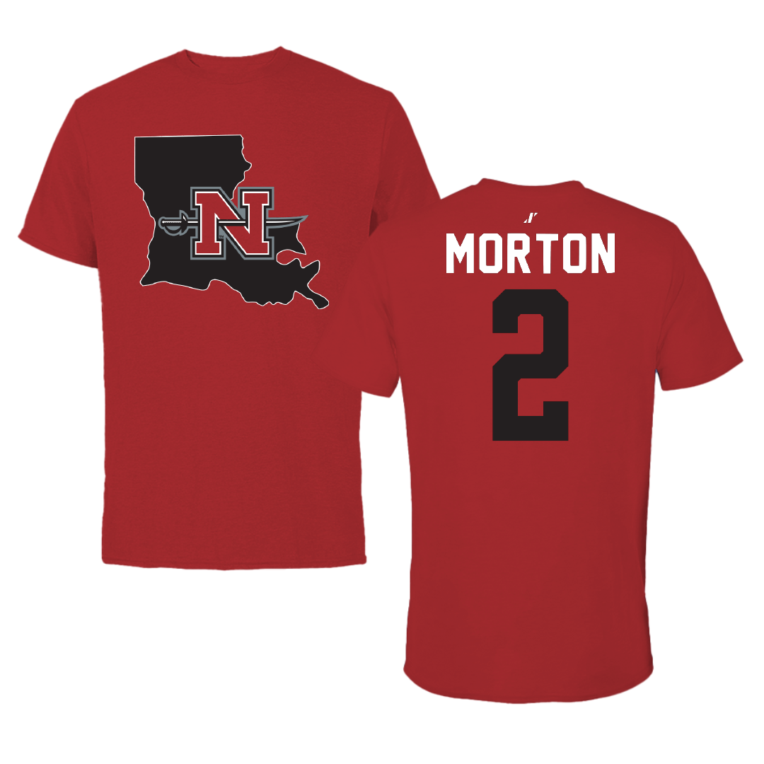 Nicholls State University Football Canvas Red State Tee - #2 Tyler Morton