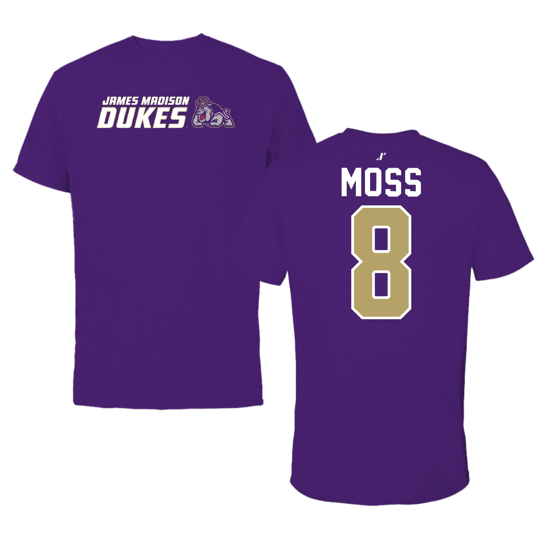 James Madison University Football Purple General Tee - #8 Max Moss