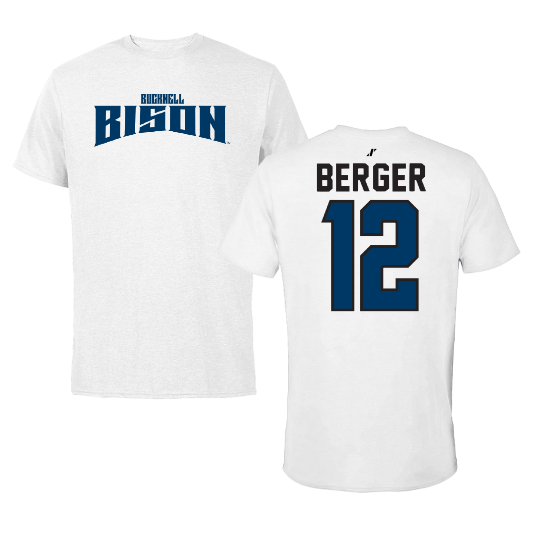 Bucknell University Basketball White Classic Performance Tee - #12 Quin Berger