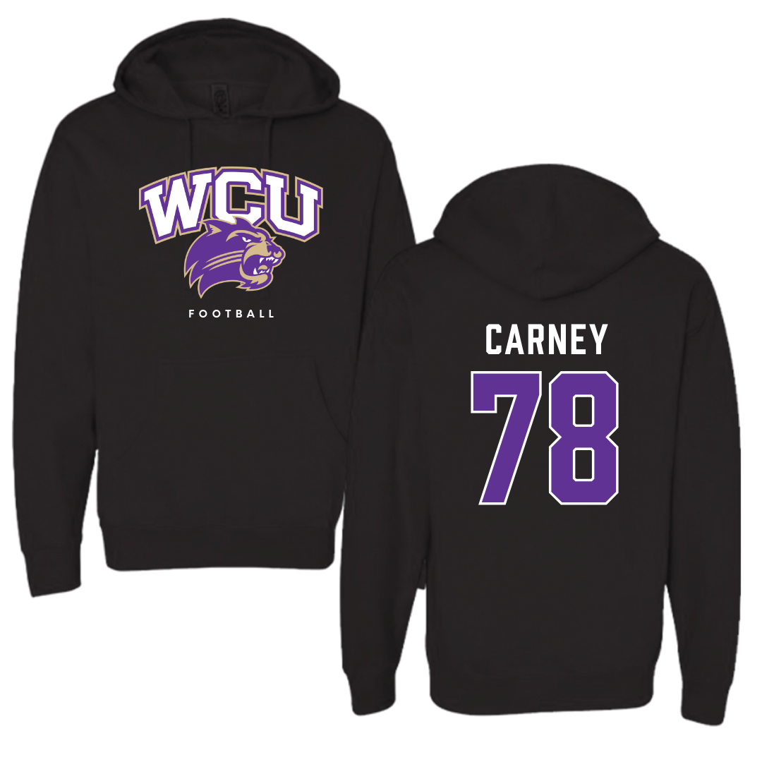 Western Carolina University Football Black Hoodie - #78 Evan Carney