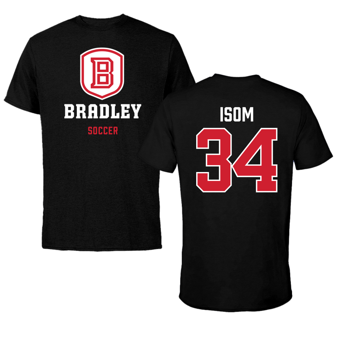 Bradley University Soccer Black Block Performance Tee - #34 Nathaniel Isom