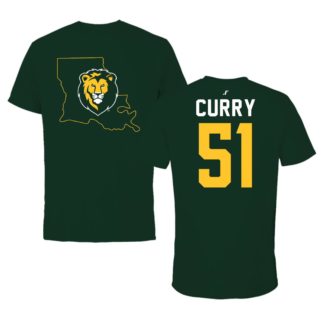 Southeastern Louisiana University Football Forest Green State Tee - #51 Breland Curry