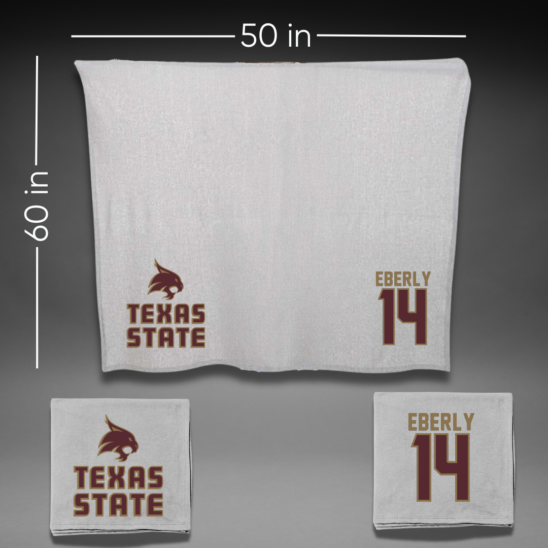Texas State University Baseball Gray Blanket - #14 Keller Eberly