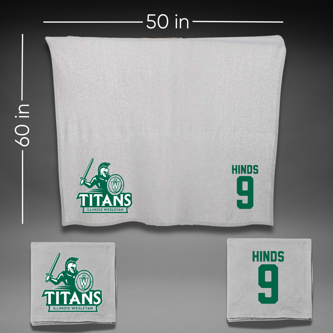 Illinois Wesleyan University Football Gray Blanket - #9 Zach Hinds