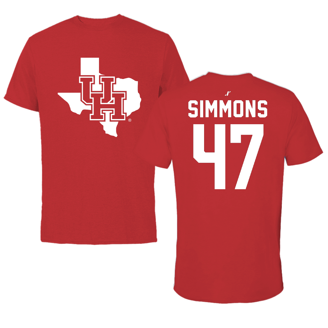 University of Houston Baseball Red State Tee - #47 Logan Simmons
