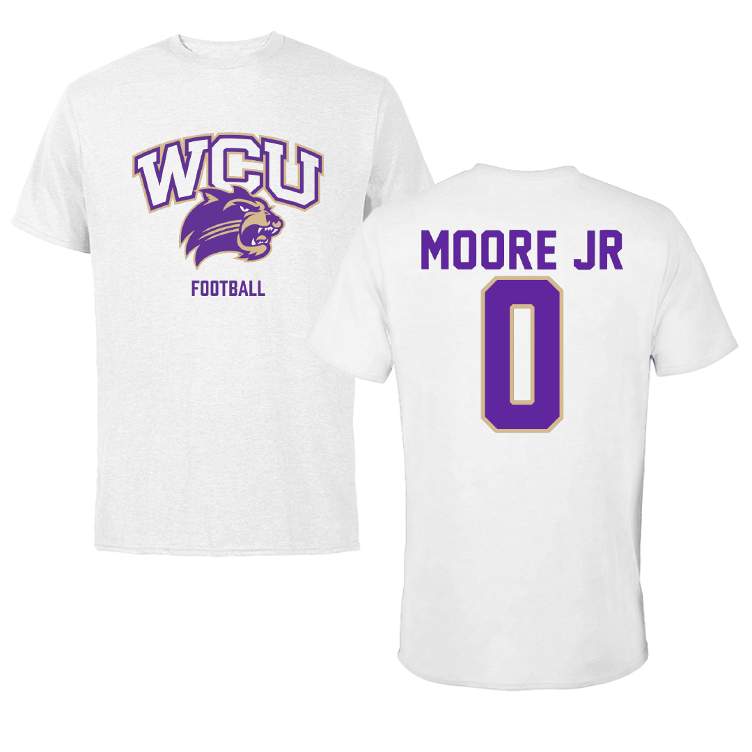 Western Carolina University Football White Tee - #0 Ken Moore Jr