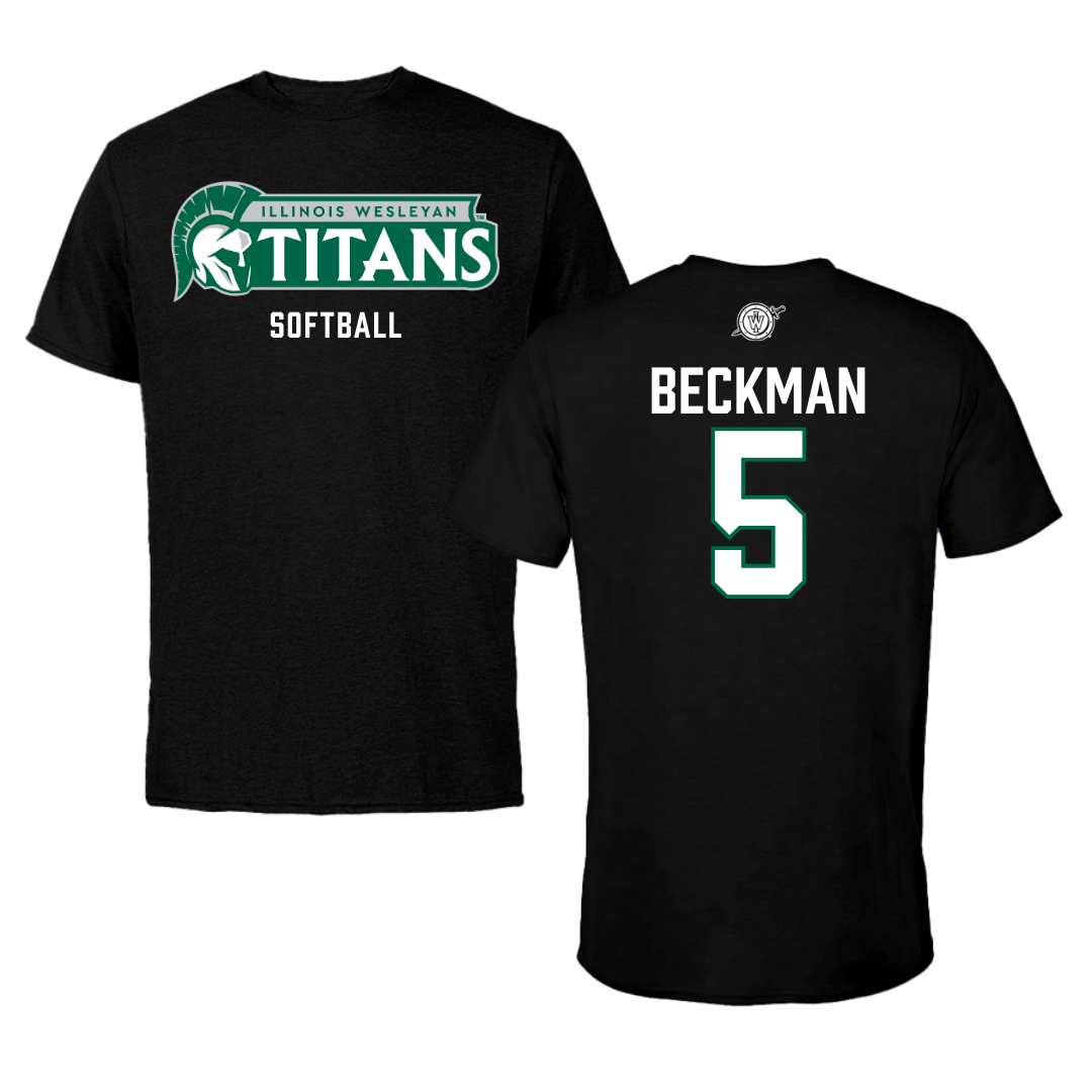 Illinois Wesleyan University Softball Black Performance Tee - #5 Anna Beckman
