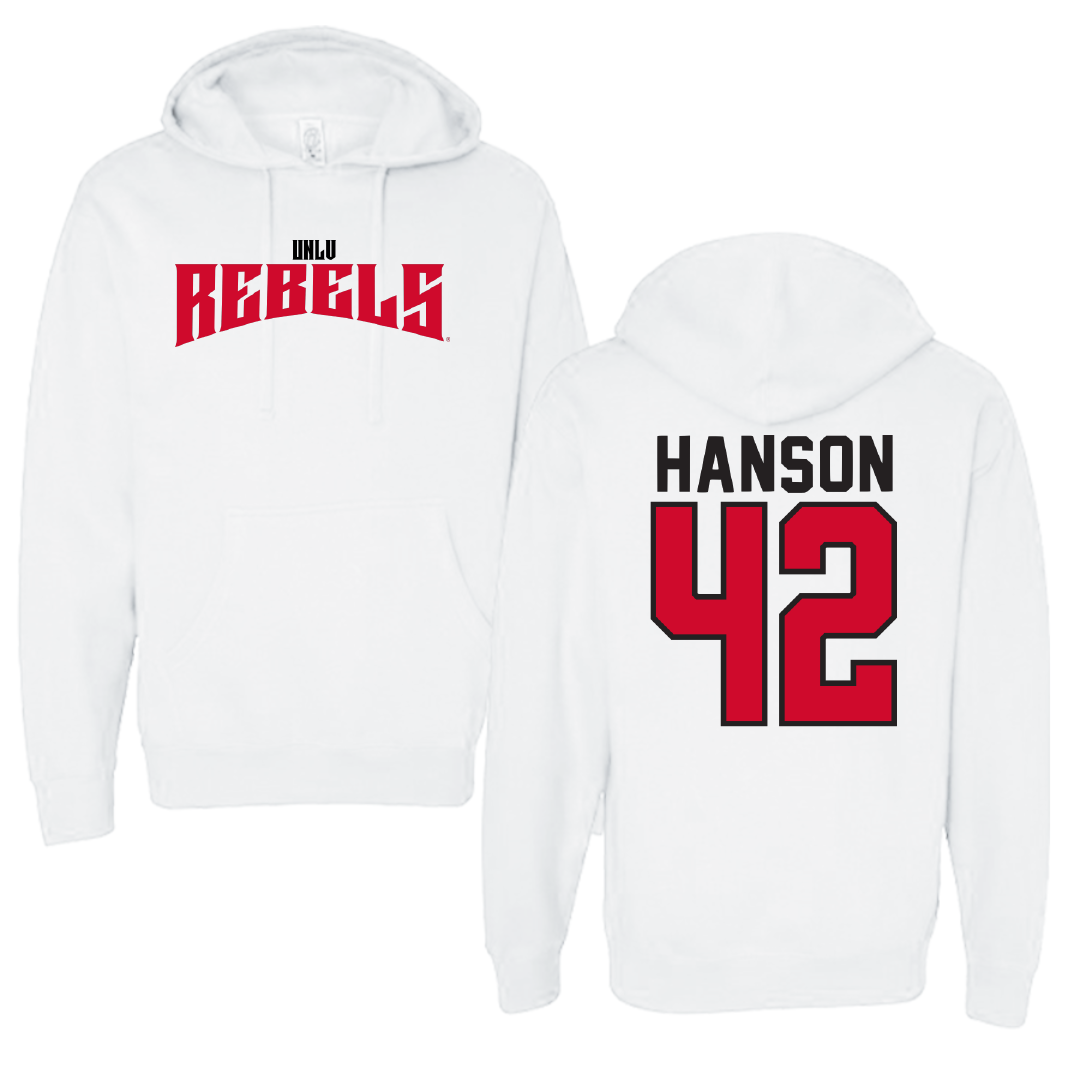 University of Nevada-Las Vegas Baseball White Classic Hoodie - #42 Jordan Hanson