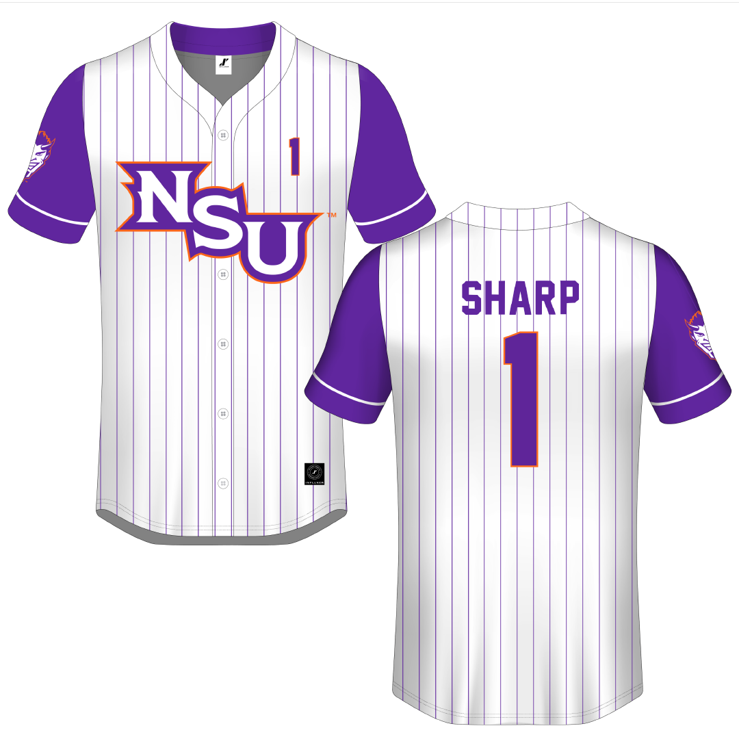 Northwestern State University White Pinstripe Button-Down Jersey - #1 Skye Sharp