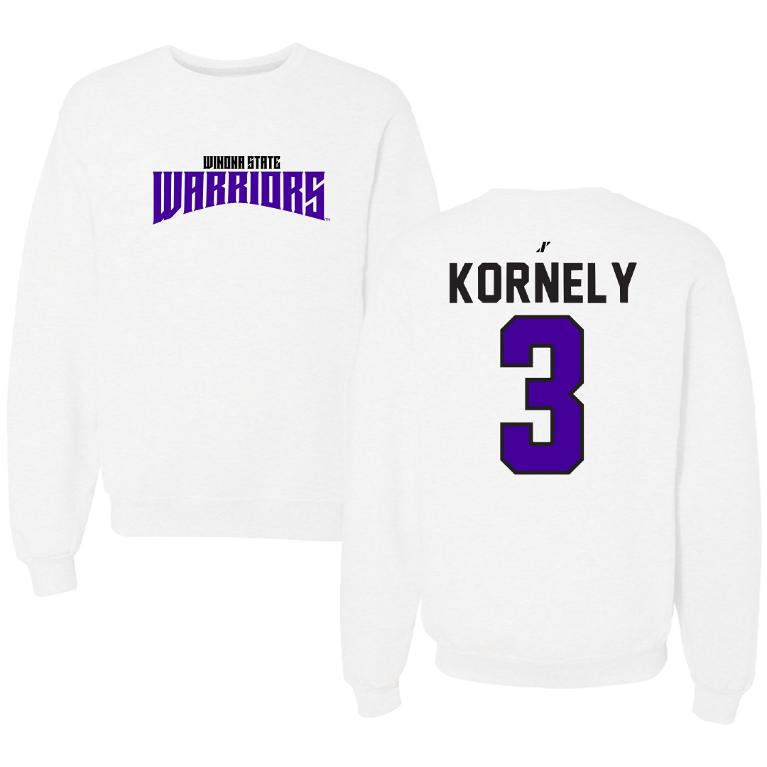 Winona State University Volleyball White Classic Crewneck - #3 Kenna Kornely