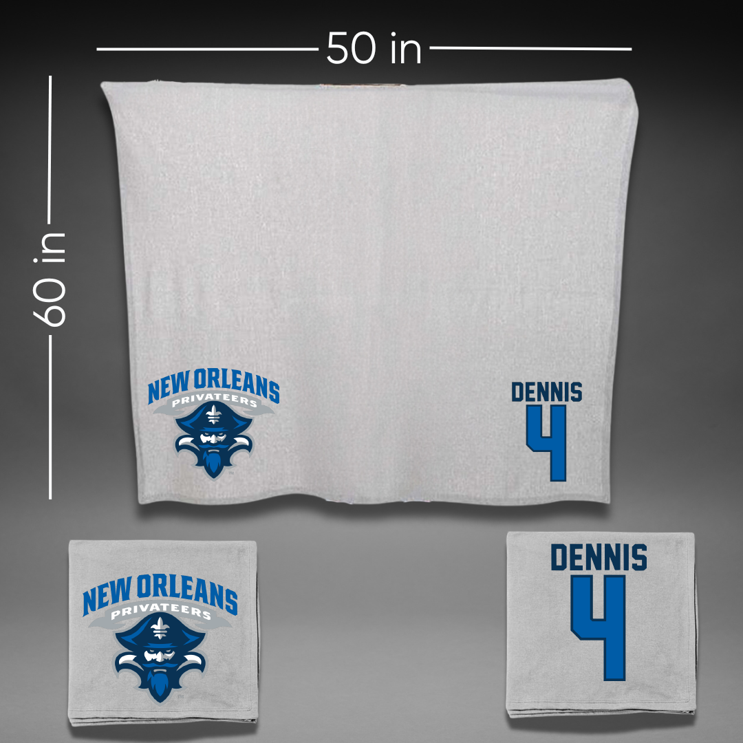 University of New Orleans Baseball Gray Blanket - #4 Cortez Dennis