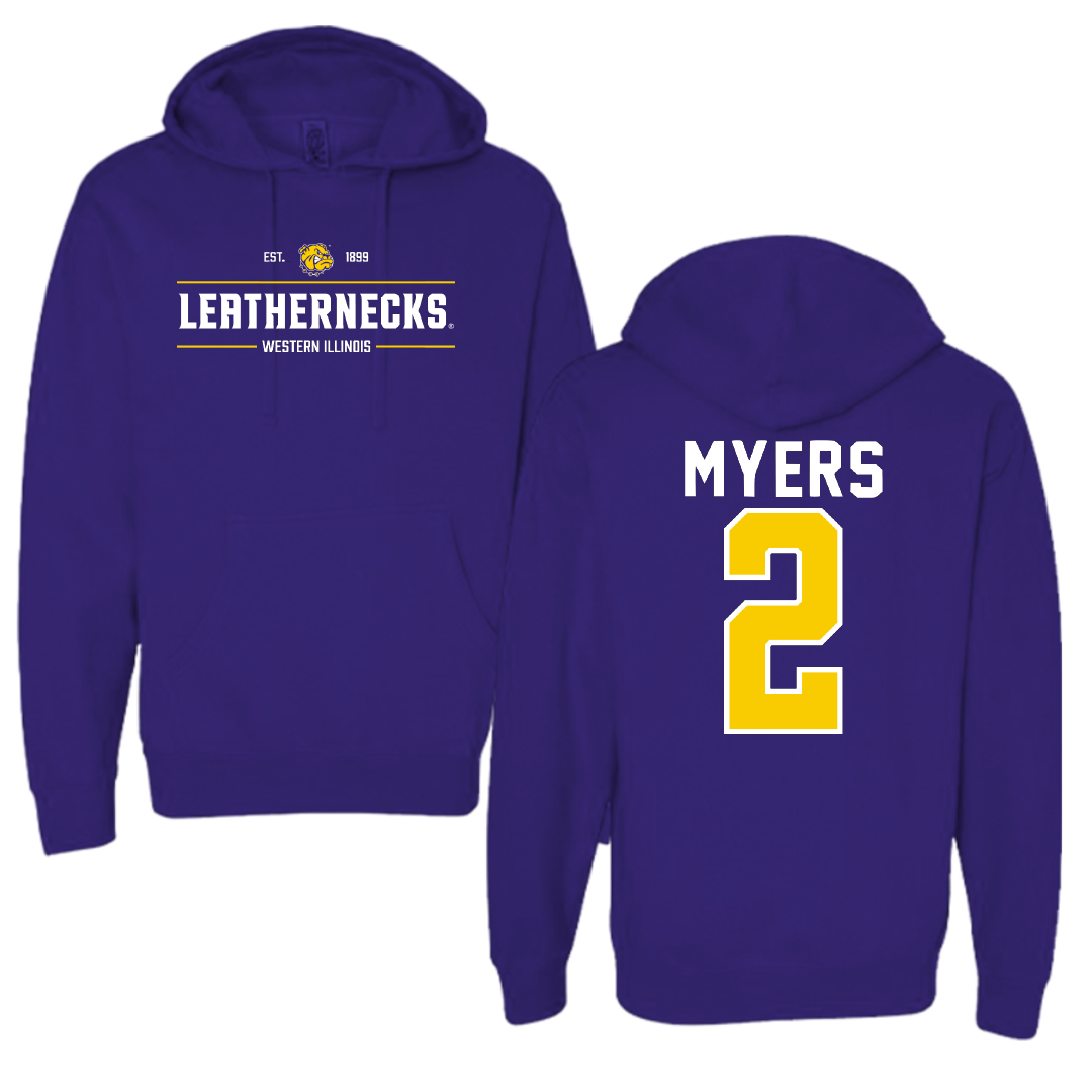 Western Illinois University Basketball Purple General Hoodie - #2 Ryan Myers