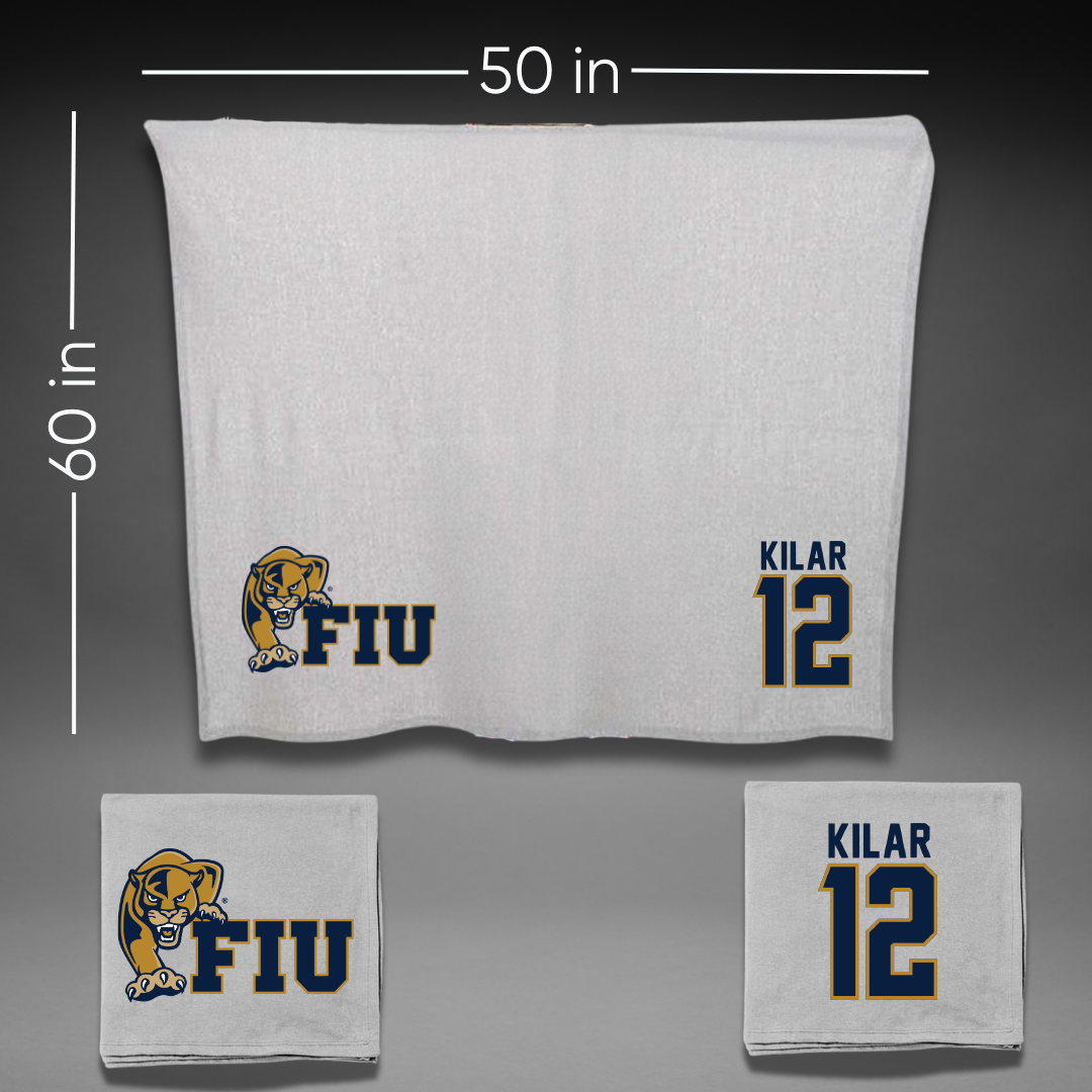 Florida International University Volleyball Gray Blanket - #12 Kindyl Kilar