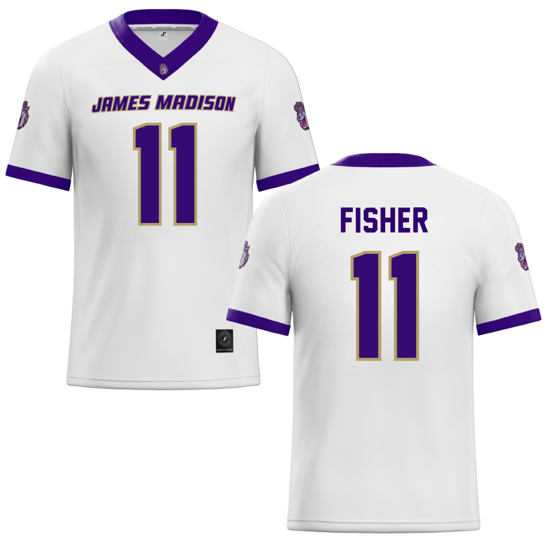 James Madison University White Football Jersey - #11 Aiden Fisher