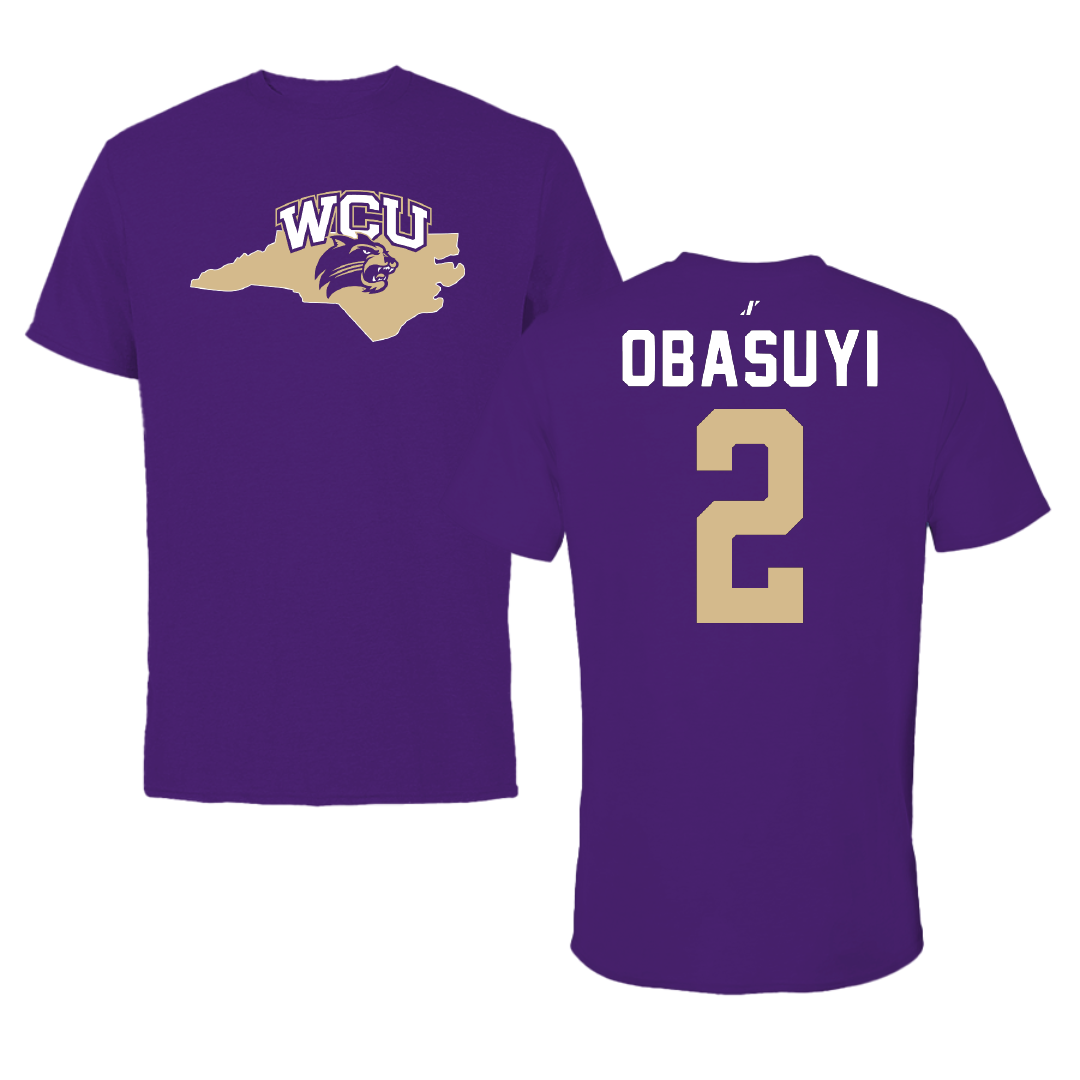 Western Carolina University Basketball Purple State Tee - #2 Kehinde Obasuyi