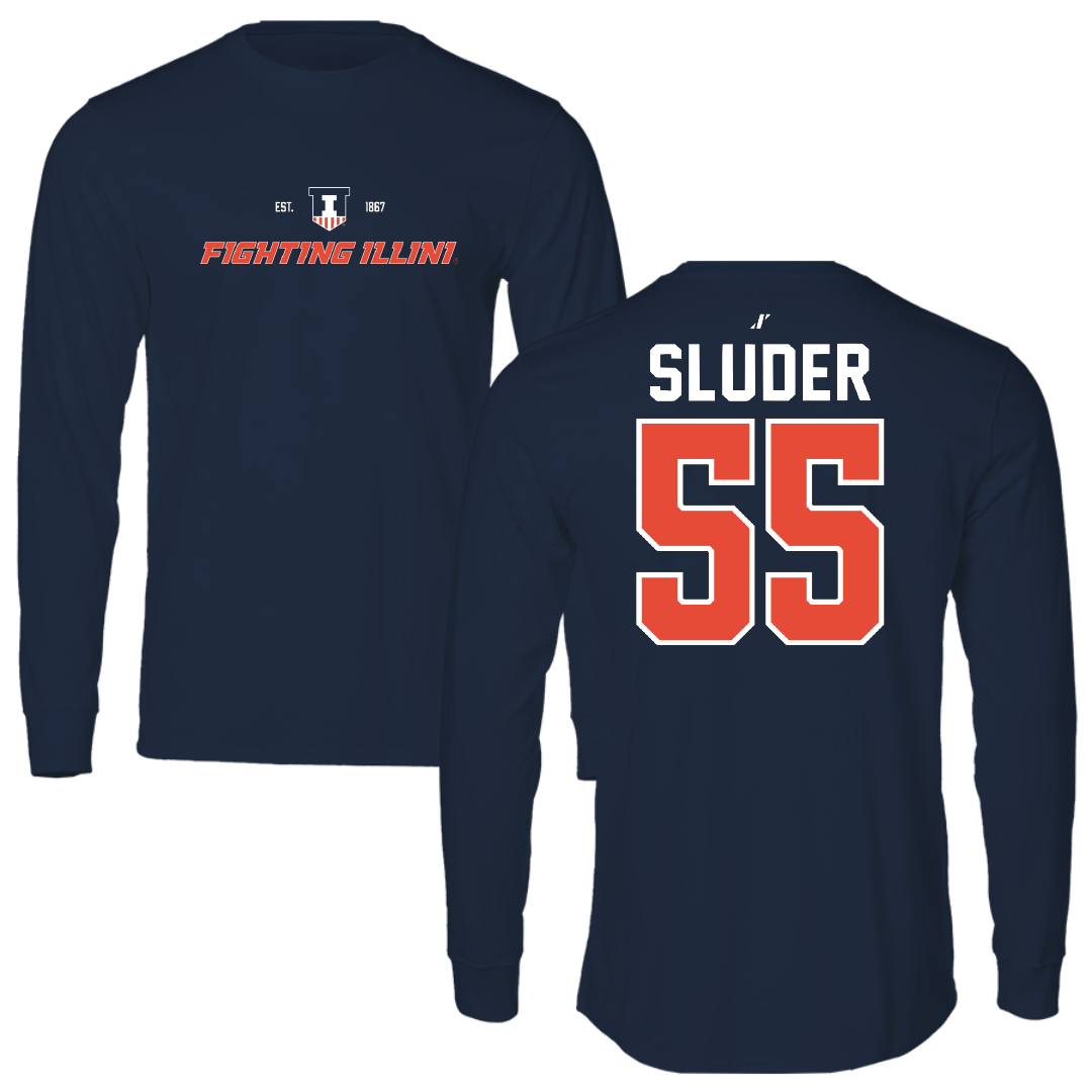 University of Illinois Softball Navy General Long Sleeve - #55 Mallory Sluder