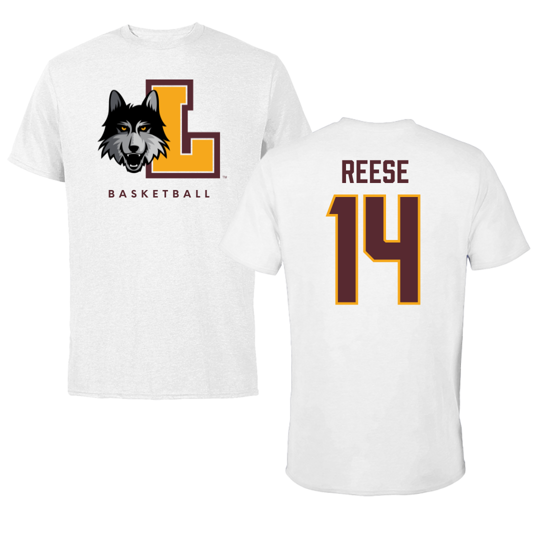 Loyola University-Chicago Basketball White Performance Tee - #14 Caleb Reese