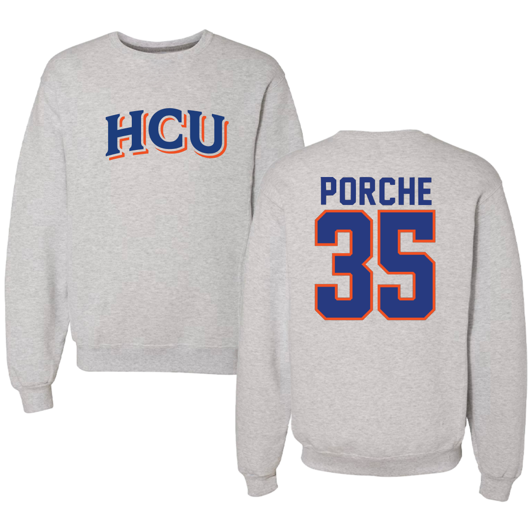 Houston Christian University Baseball Gray Crewneck - #35 Ryan Porche