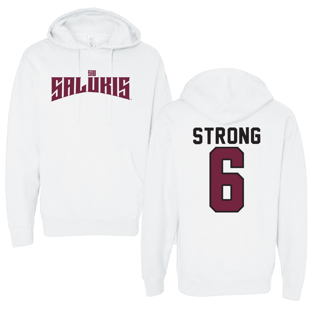 Southern Illinois University at Carbondale Football White Classic Hoodie - #6 Justin Strong