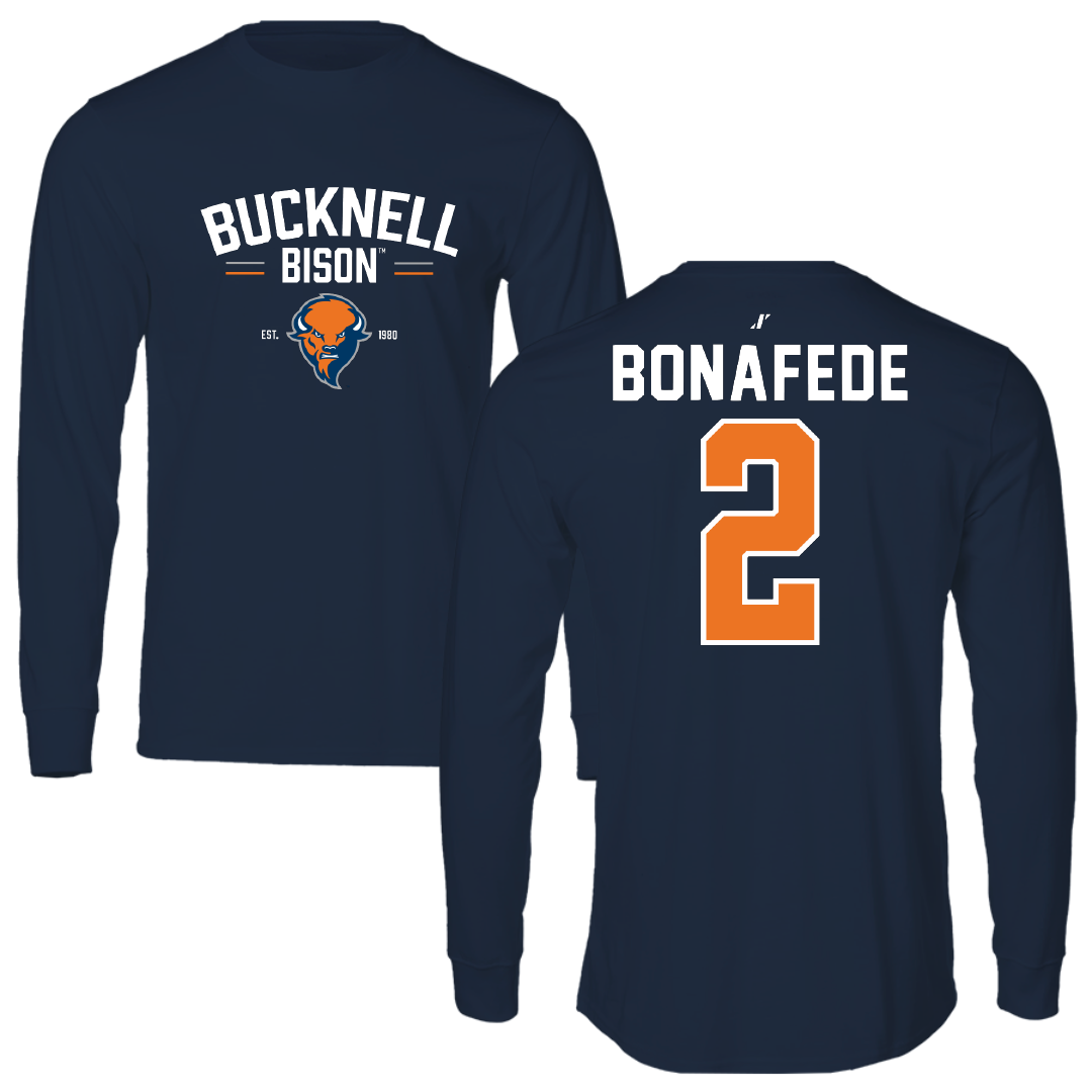 Bucknell University Lacrosse Navy General Long Sleeve - #2 Benjamin Bonafede