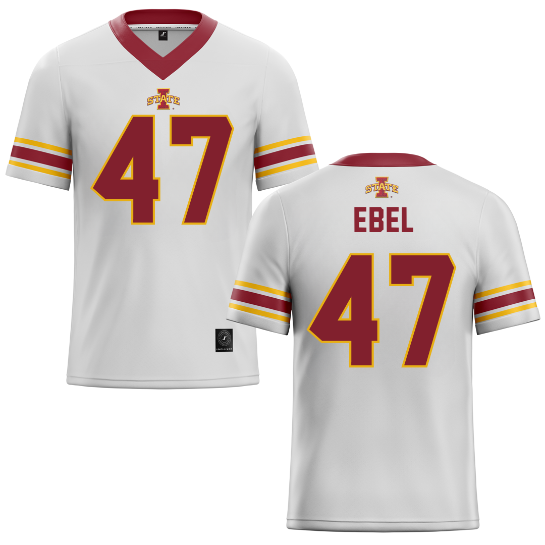 Iowa State University White Football Jersey - #47 Kooper Ebel