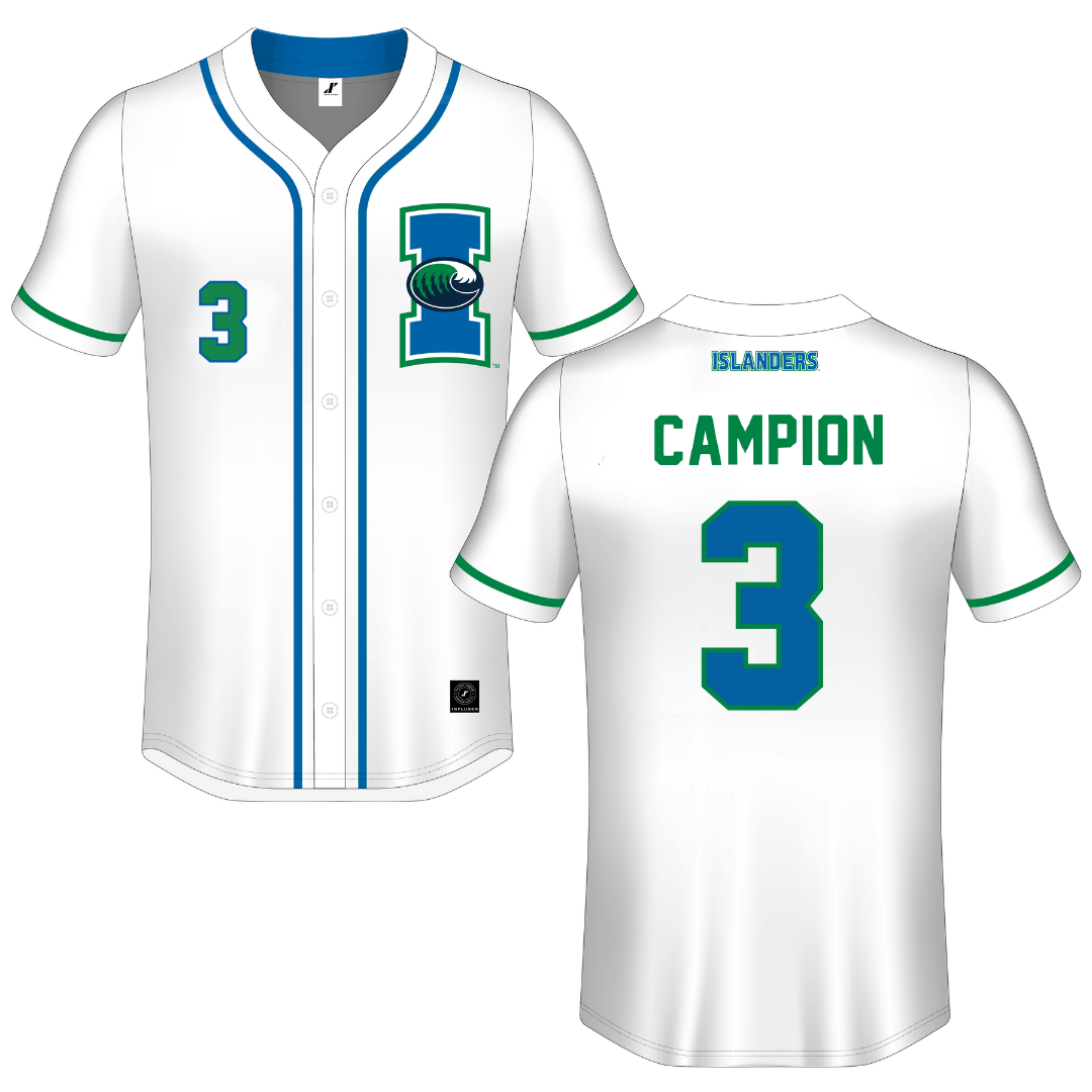 Texas A&M University-Corpus Christi White Button-Down Jersey - #3 Sidney Campion
