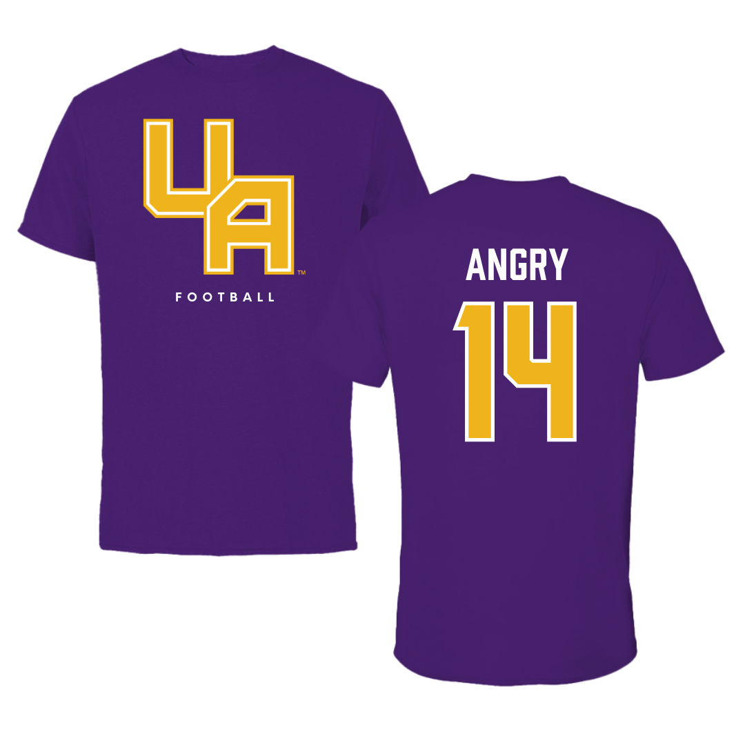 University at Albany Football Purple Block Tee - #14 Kevon Angry