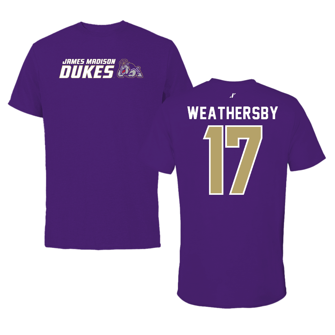 James Madison University Football Purple General Tee - #17 Gannon Weathersby