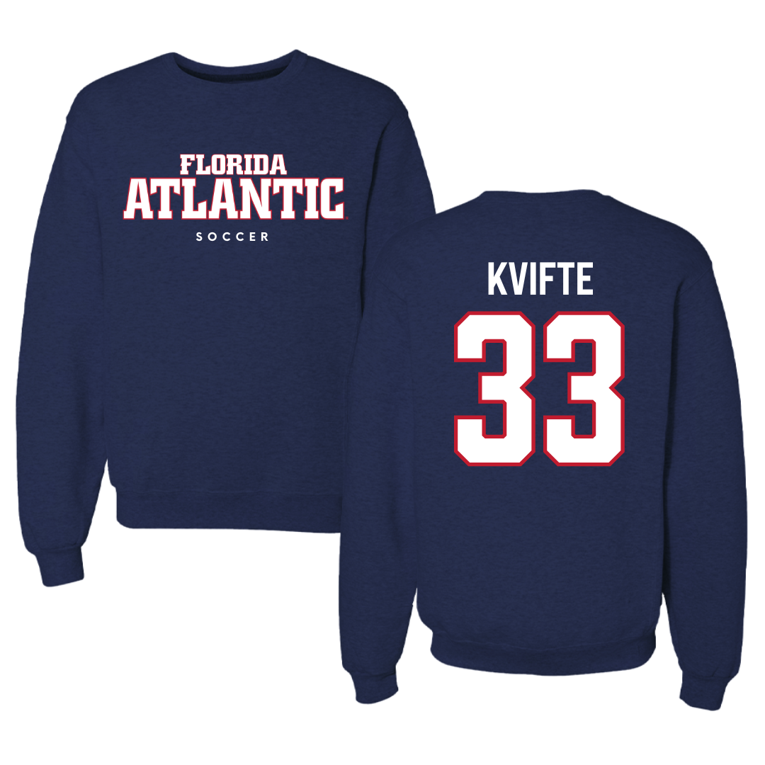 Florida Atlantic University Soccer Navy Crewneck - #33 Noah Kvifte