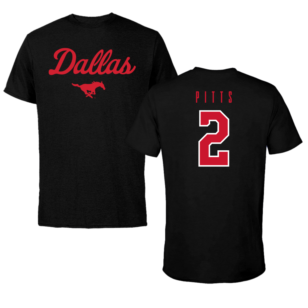 Southern Methodist University Basketball Black Dallas Performance Tee - #2 TK Pitts