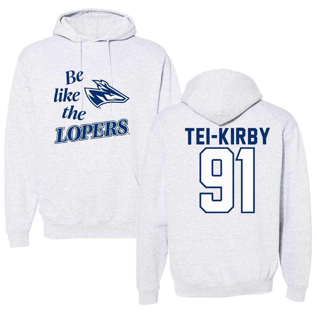 University of Nebraska at Kearney Football Light Gray Be Like Us Hoodie - #91 Wayne Tei-Kirby