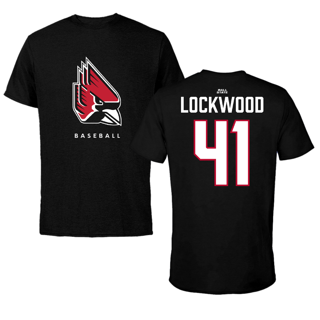 Ball State University Baseball Black Performance Tee - #41 Caden Lockwood