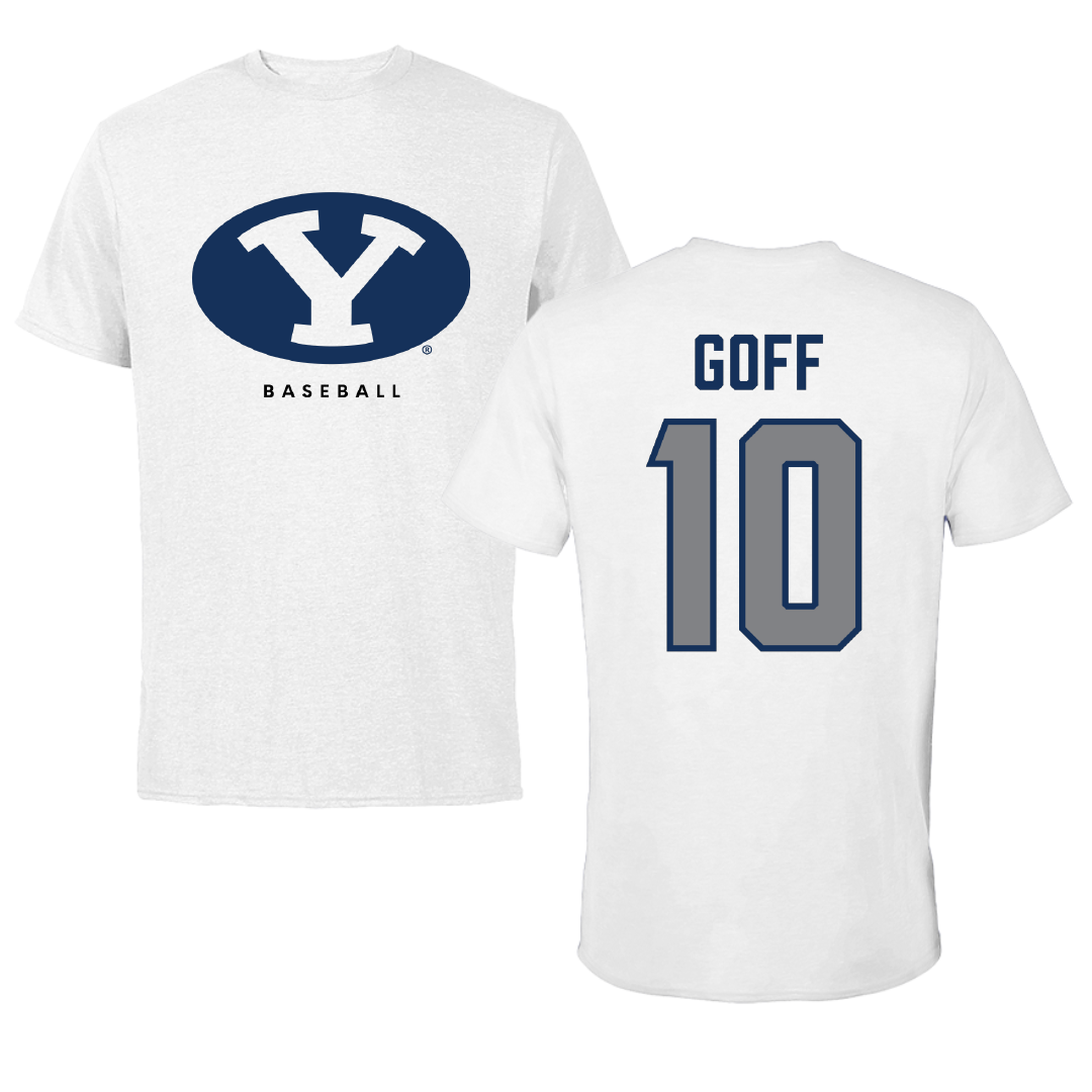 Brigham Young University Baseball White Performance Tee - #10 Parker Goff