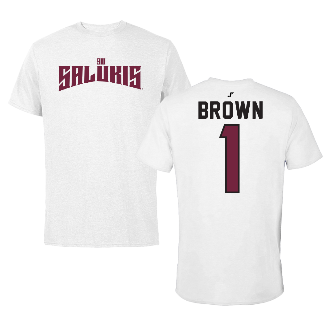 Southern Illinois University at Carbondale Basketball White Classic Performance Tee - #1 Tyranny Brown