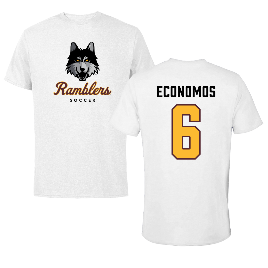 Loyola University-Chicago Soccer White Ramblers Tee - #6 Meghan Economos