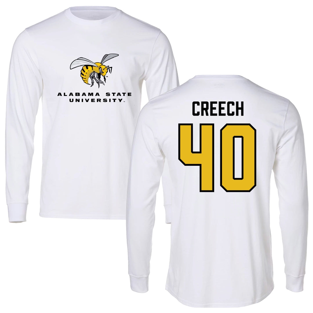 Alabama State University Football White Block Long Sleeve - #40 Dylan Creech