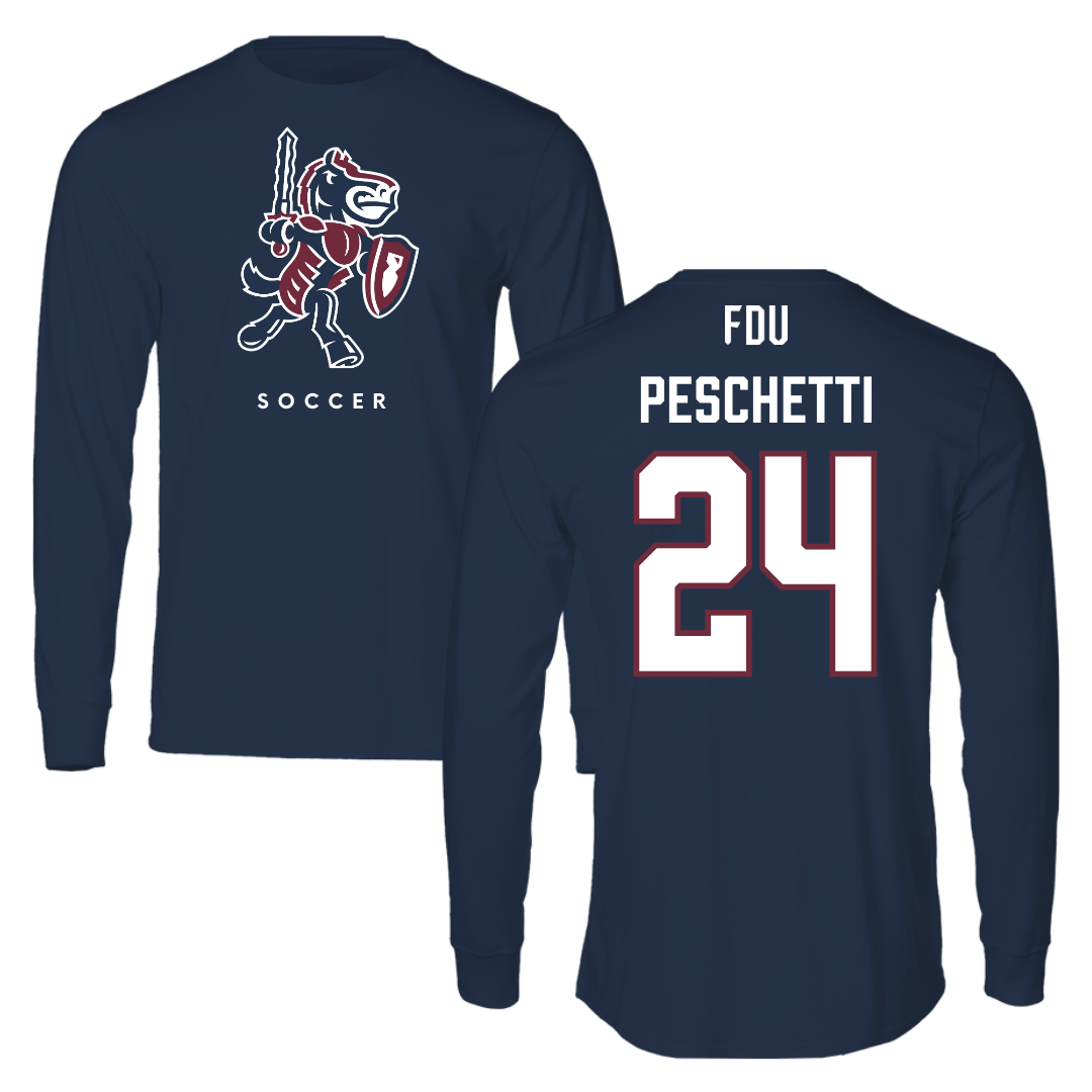Fairleigh Dickinson University-Metropolitan Campus Soccer Navy Long Sleeve - #24 Daniela Peschetti