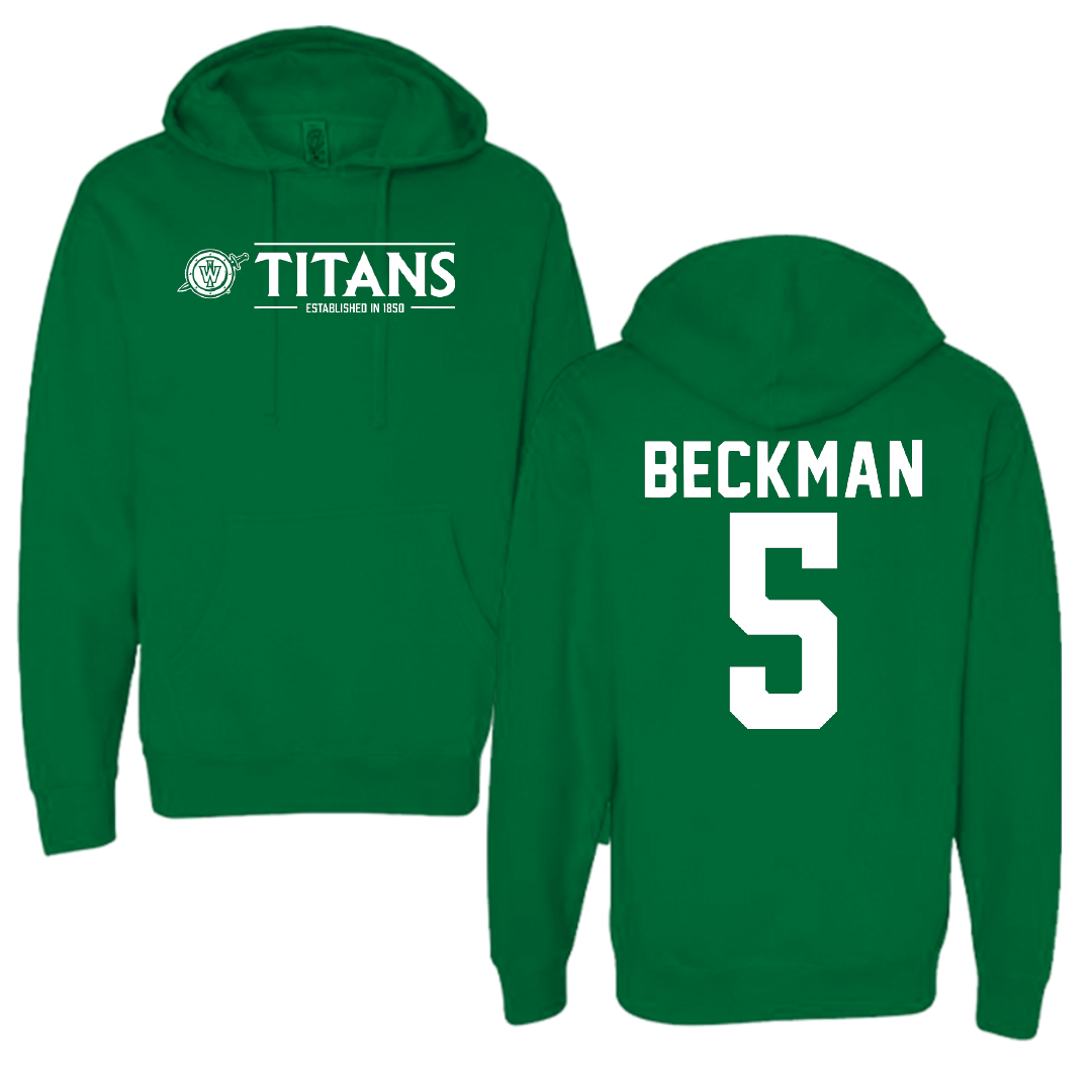 Illinois Wesleyan University Softball Green General Hoodie - #5 Anna Beckman