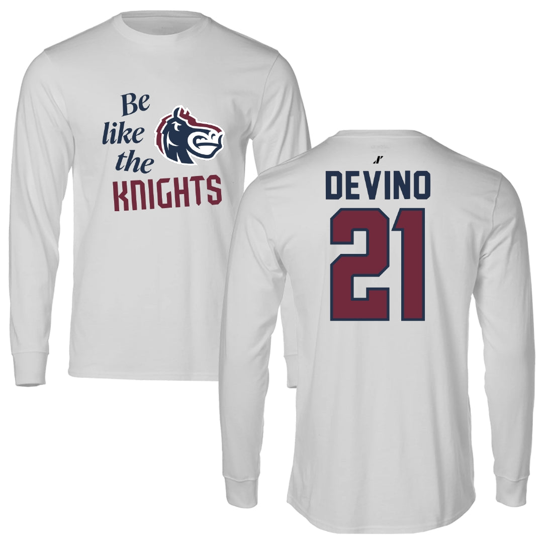 Fairleigh Dickinson University-Metropolitan Campus Lacrosse Light Gray Be Like Us Long Sleeve - #21 Mia Devino
