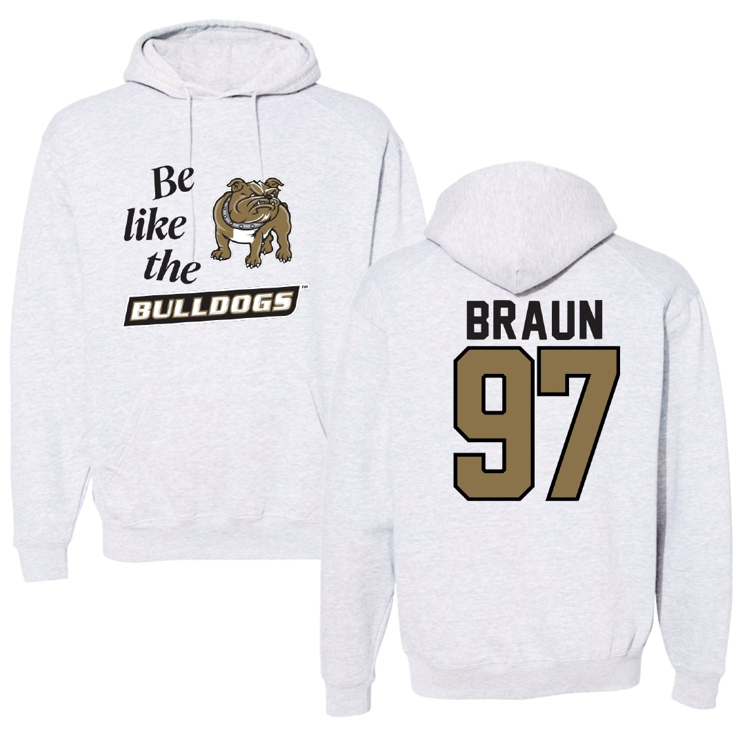 Bryant University Lacrosse Light Gray Be Like Us Hoodie - #97 Cole Braun