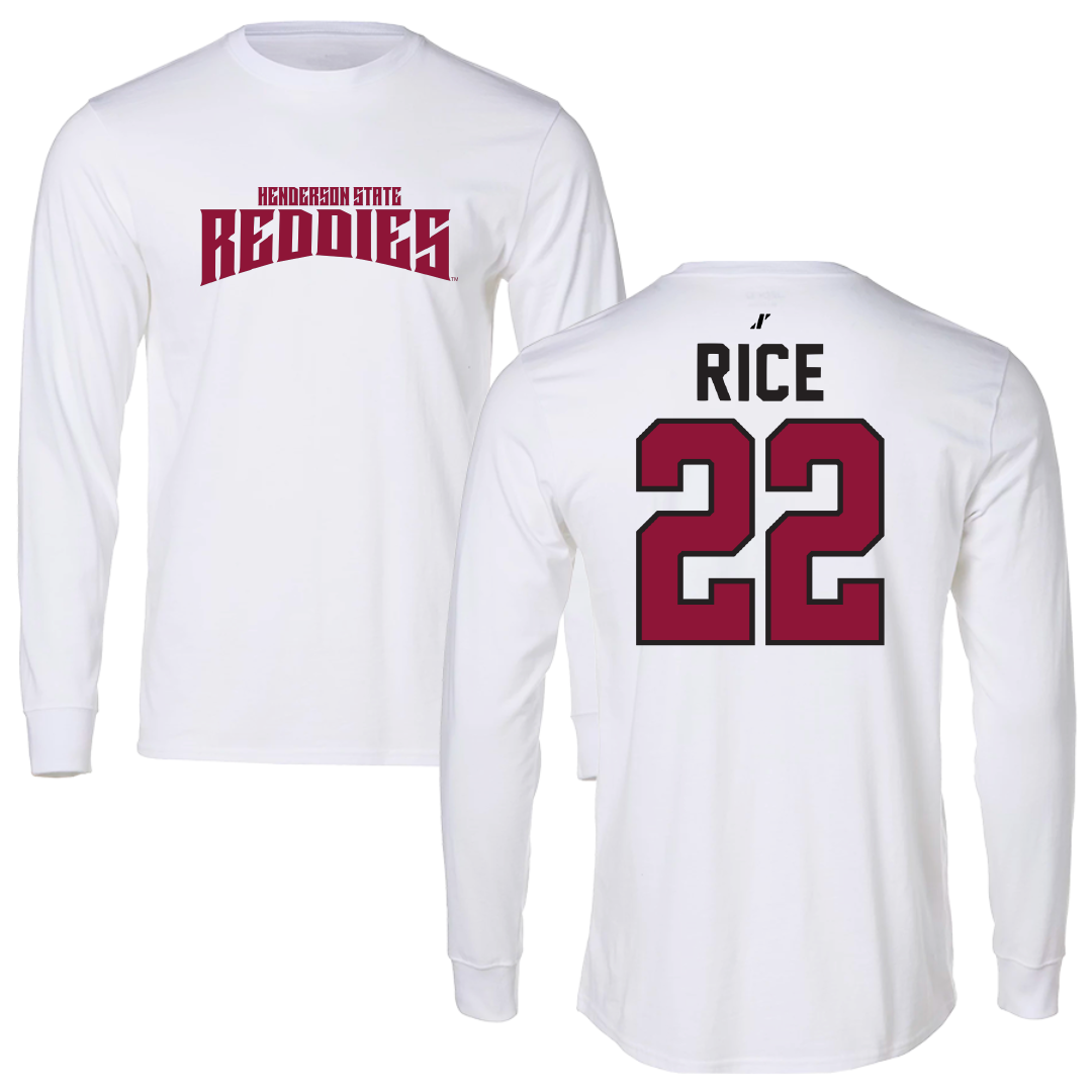 Henderson State University Baseball White Classic Performance Long Sleeve - #22 Luke Rice