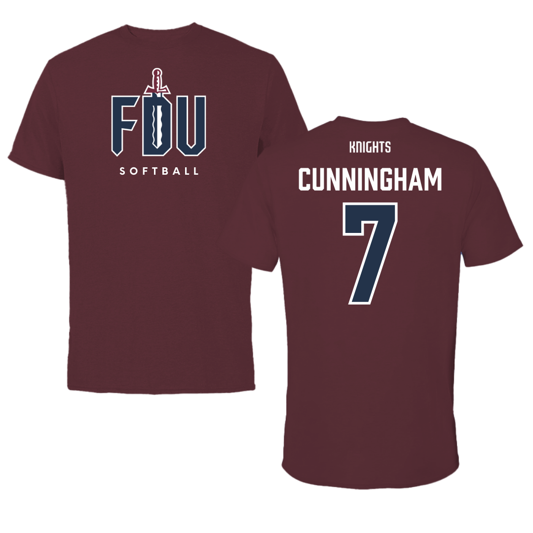 Fairleigh Dickinson University-Metropolitan Campus Softball Maroon Tee - #7 Riley Cunningham