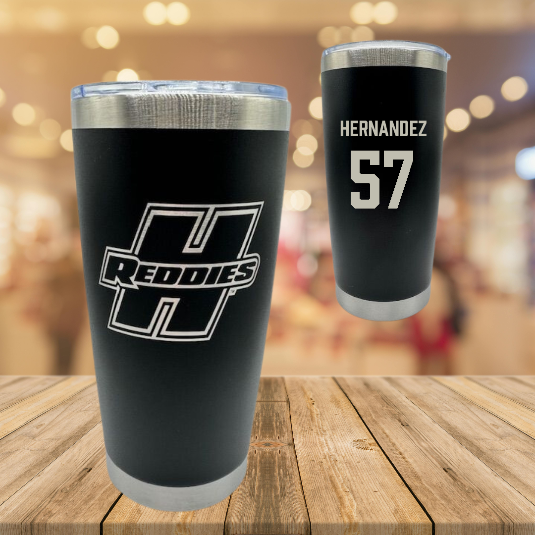 Henderson State University Football Black Stainless Steel Tumbler - #57 Gabe Hernandez