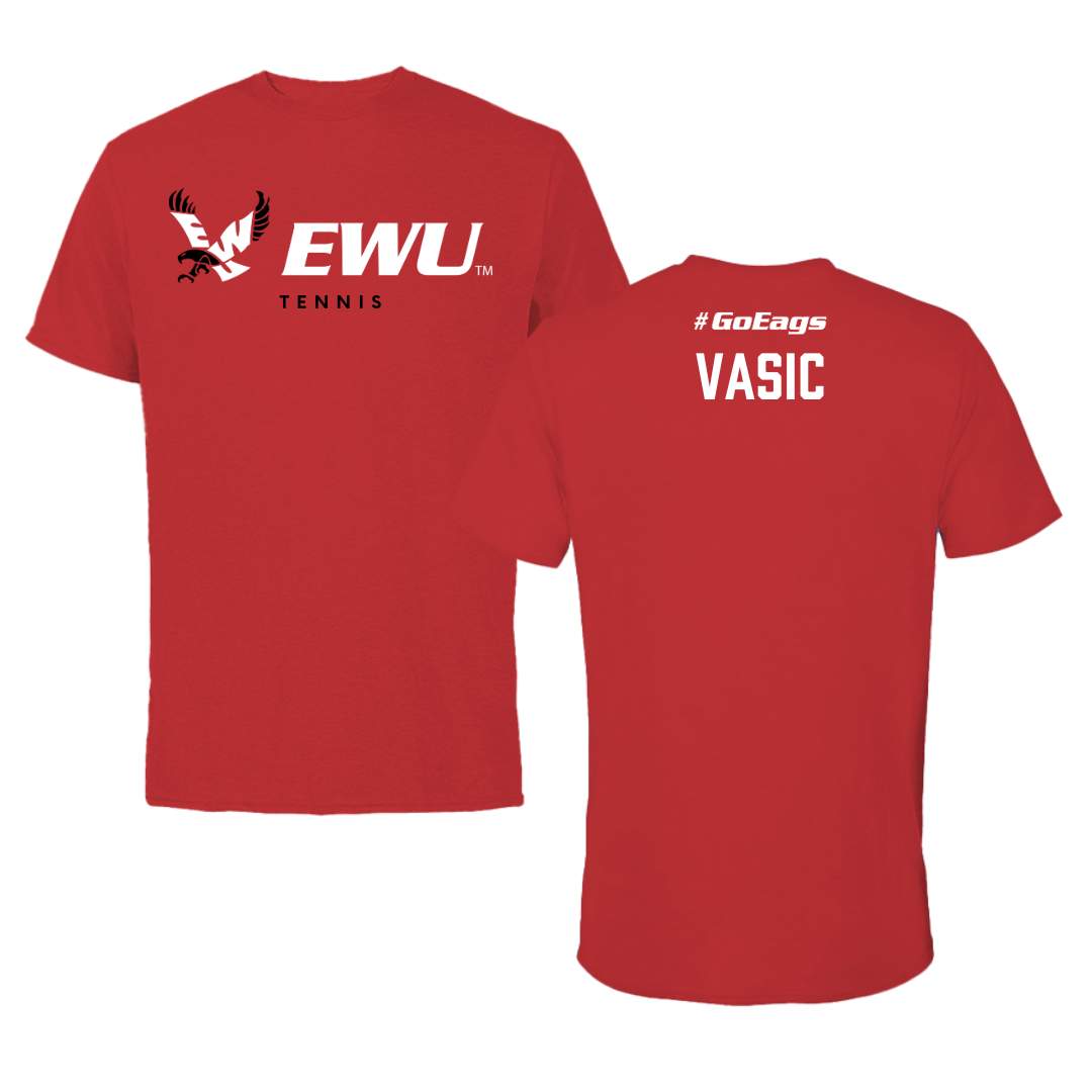 Eastern Washington University Tennis Red Block Tee - Sara Vasic