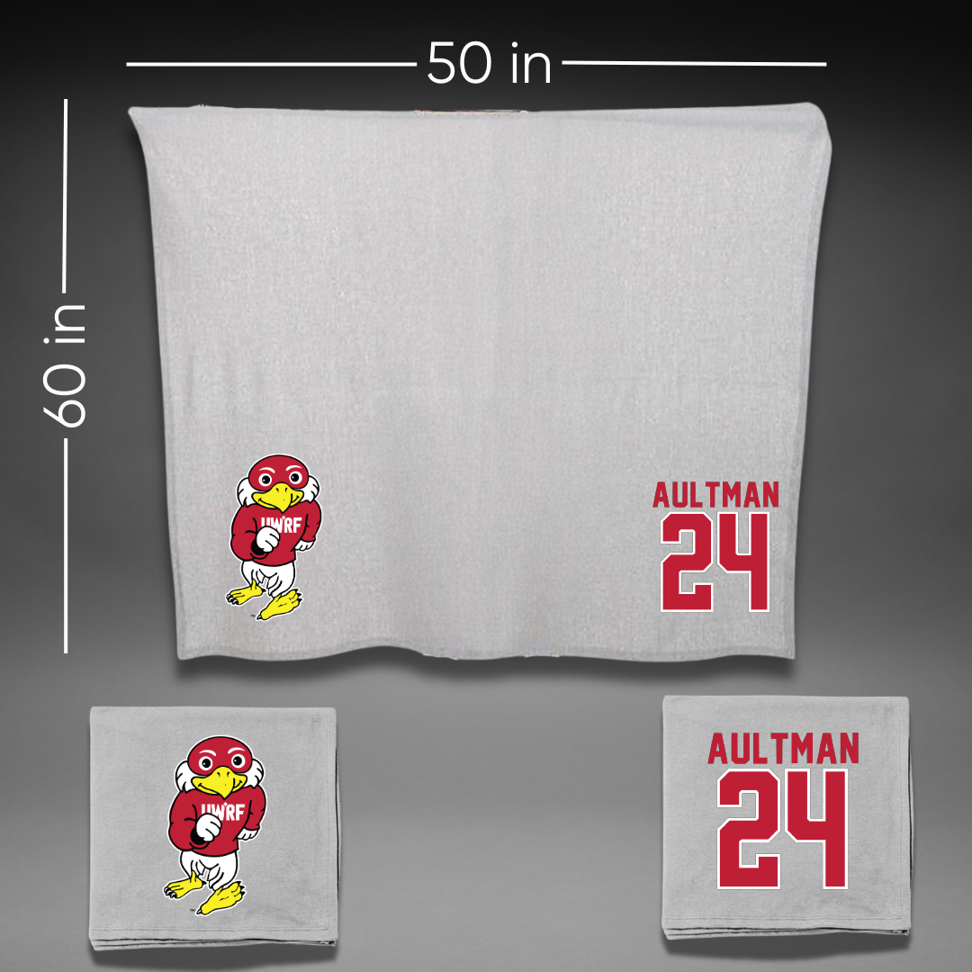 University of Wisconsin-River Falls Softball Gray Blanket - #24 Kelly Aultman